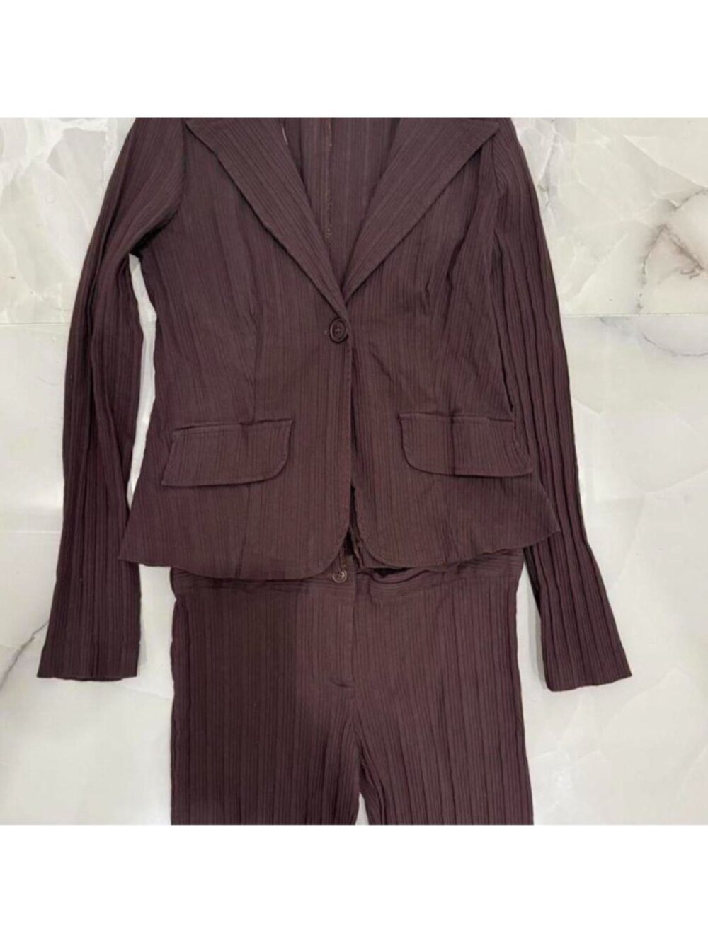 Vintage Y2K Business Casual Two Piece Brown Stripe... - Picture 4 of 5